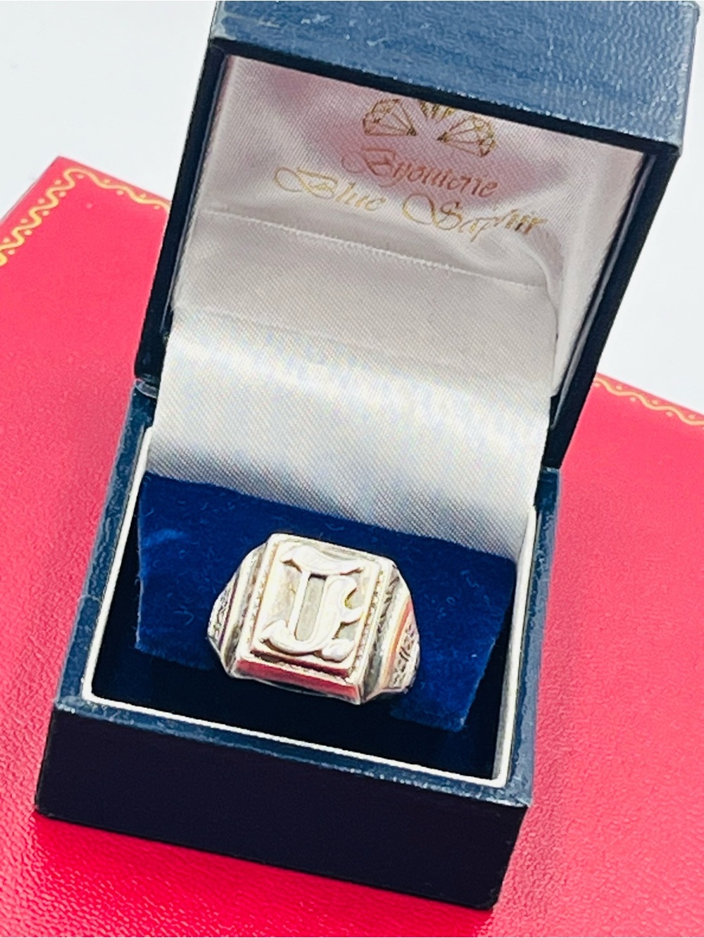 Silver Monogram Signet Ring - 14k - Classic Men's Accessory